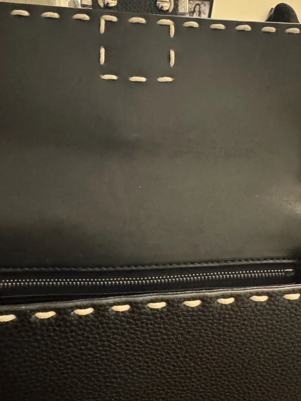Tiffany & Fred Black Leather ,Shoulder Bag with Blue Logo Plaque